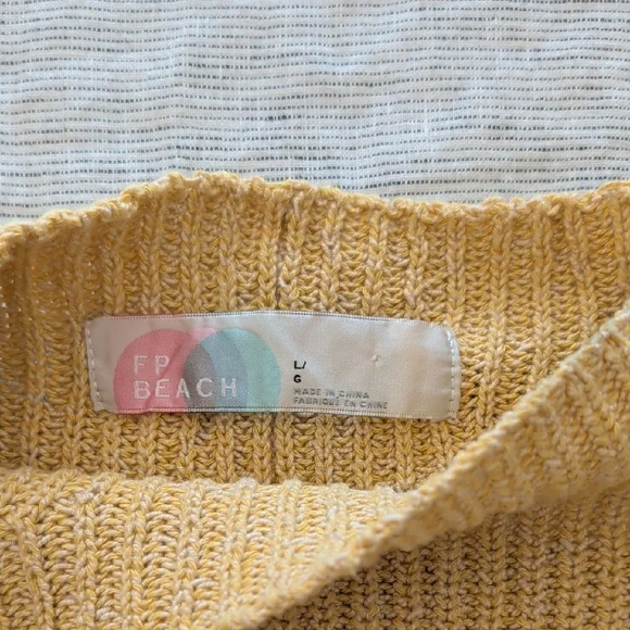 FP Beach Yellow Knit Sweater Short Sleeves - Picture 3 of 7